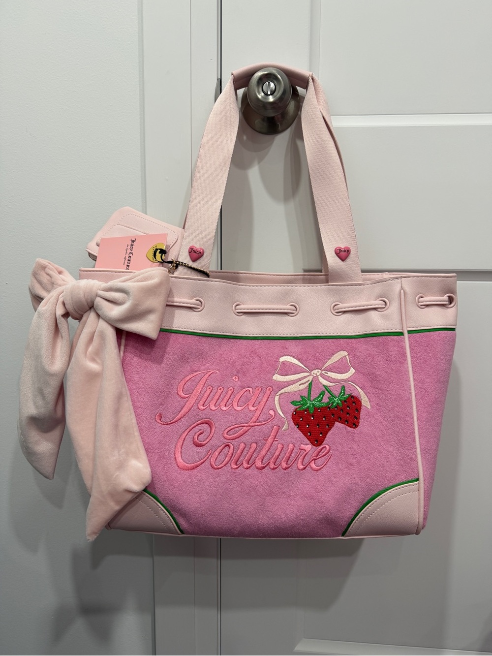 Juicy Couture Pink Strawberry Daydreamer Tote with Pink Bow